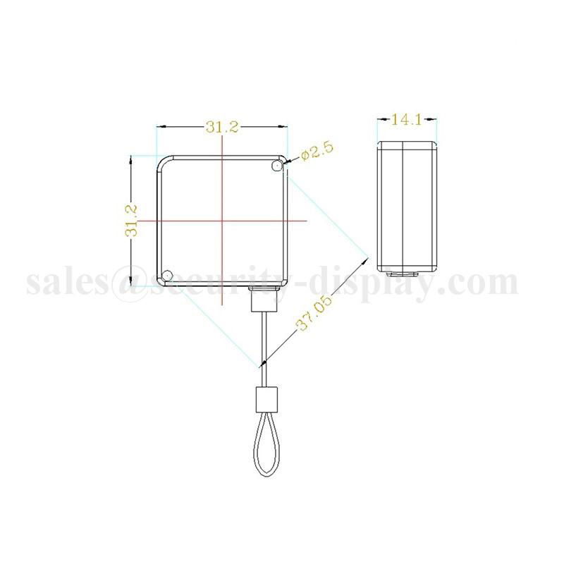 Pul Box Recoiler Display Anti-Theft Recoiling Tether w Loop/Stop End/S Hole 4