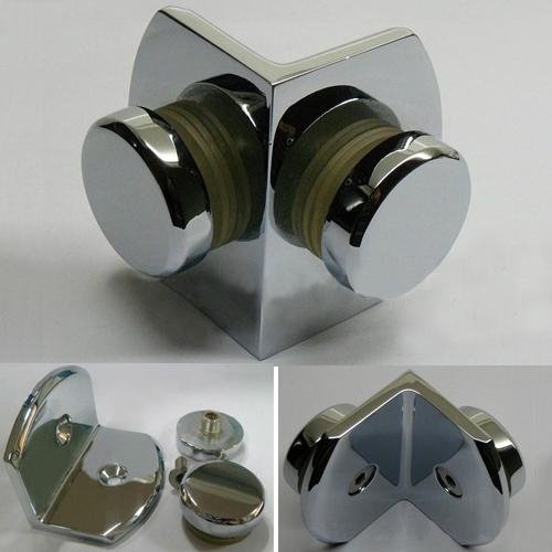 Brass chrome plated 90 degree glass to glass clip
