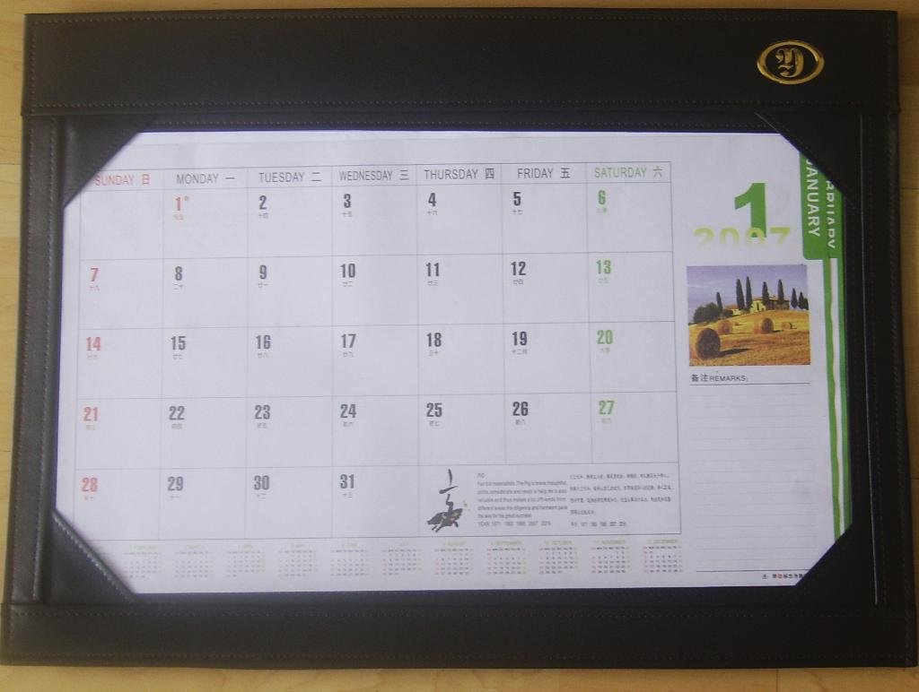 colorful desk writing mat calendar/blotter/table planner - China -