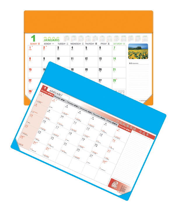 colorful desk writting mat calendar/blotter/table planner