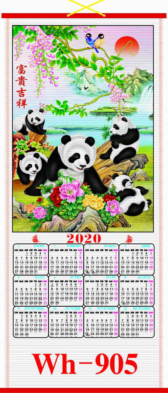 2020 SPANISH CANE  WALLSCROLL CALENDAR 5