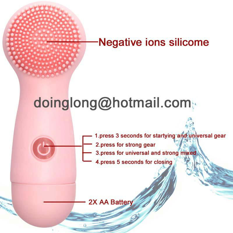 CNV Electric Ultrasonic Face Cleansing Facial Brush Silicone Facial Brush pink 4