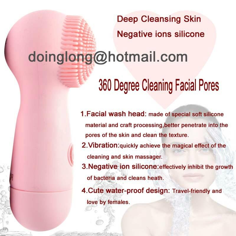 CNV Electric Ultrasonic Face Cleansing Facial Brush Silicone Facial Brush pink 3