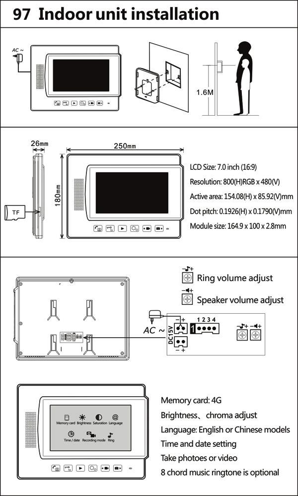 ZHUDELE  Video door phone  7-inch 4