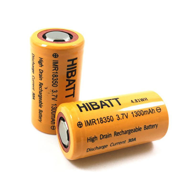 18350 1300mAh 3.7V 30A li-ion battery 4