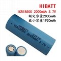 18500 2000mAh 3.7V rechargeable li-ion battery
