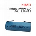 18500 2000mAh 3.7V rechargeable li-ion battery