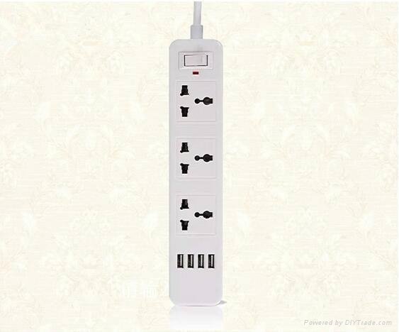 2500W Flat Electrical Socket Universal Fireproof Power Strip With USB