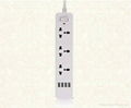 2500W Flat Electrical Socket Universal Fireproof Power Strip With USB