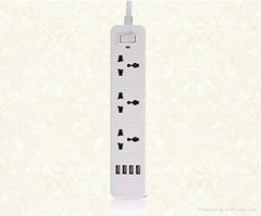 2500W Flat Electrical Socket Universal Fireproof Power Strip With USB