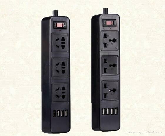 2500W Flat Electrical Socket Universal Fireproof Power Strip With USB 2