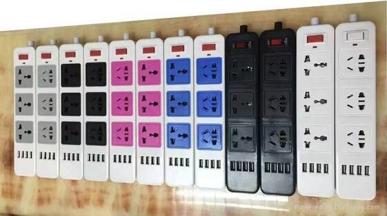 2500W Flat Electrical Socket Universal Fireproof Power Strip With USB 4