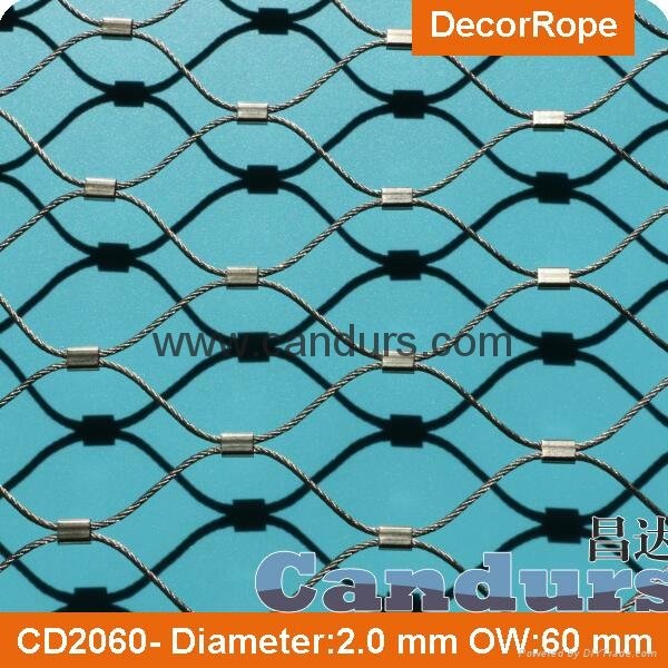 3 mm 200mm x 350 mm Flexible Stainless Steel Wire Rope Ferruled Mesh 2