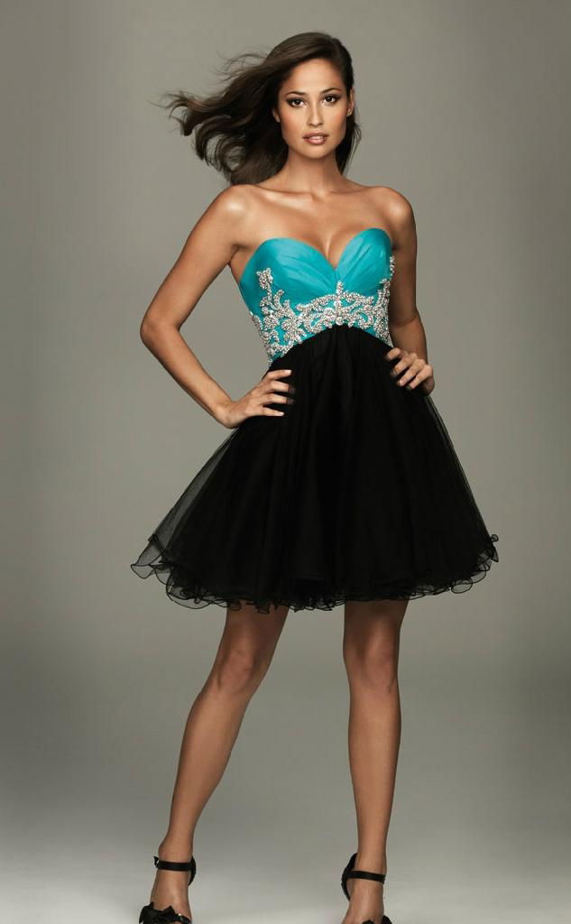 Strapless Sweetheart Jeweled Black Tulle Cocktail party Dress C160 ...