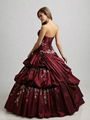 Strapless Applique Beaded Ruffled BlueTaffte Quincenera Dress Ball Gown Q303