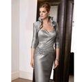 Strapless Silver Mother of the Bride Groom Dress with long sleeves jacket M153 3