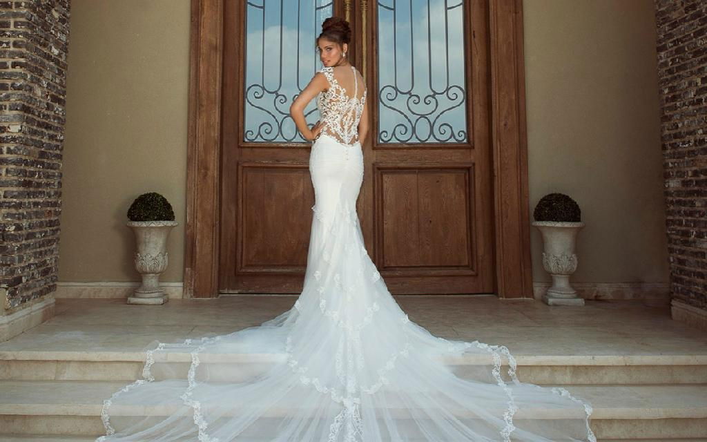 Mermaid Wedding Dresses Sheer Lace Bodice Galiala 2017 Bridal Wedding Gowns H157 2