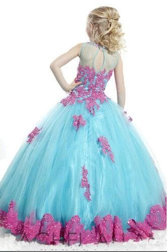 Multi Colors Flower Girl Prom Dresses Lace Edge Girls Pageant Ball Gowns F1487 4