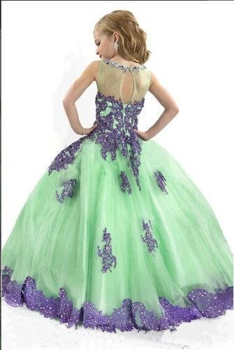 Multi Colors Flower Girl Prom Dresses Lace Edge Girls Pageant Ball Gowns F1487 3