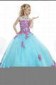 Multi Colors Flower Girl Prom Dresses Lace Edge Girls Pageant Ball Gowns F1487
