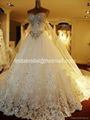 A-line Lace Wedding Dresses Rhinestones Luxury Wedding Gowns 