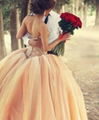 Coral Wedding Dresses Bridal Ball Gown Crystals Quinceanera Dresses BG118