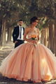 Coral Wedding Dresses Bridal Ball Gown Crystals Quinceanera Dresses BG118