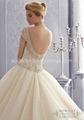 A-line One Shouler White Bridal Gown Mori Lace Tulle Wedding Dress W86 3
