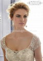 A-line One Shouler White Bridal Gown Mori Lace Tulle Wedding Dress W86 4