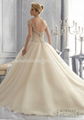 A-line One Shouler White Bridal Gown Mori Lace Tulle Wedding Dress W86 2