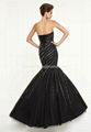 Sweetheart Beads Prom Dresses Red Black Sequins Tulle Party Evening Gowns E364 3