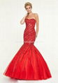 Sweetheart Beads Prom Dresses Red Black Sequins Tulle Party Evening Gowns E364 4