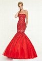 Sweetheart Beads Prom Dresses Red Black Sequins Tulle Party Evening Gowns E364