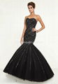 Sweetheart Beads Prom Dresses Red Black Sequins Tulle Party Evening Gowns E364
