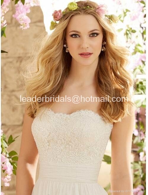 Lace Chiffon Bridal Formal Gowns Long Beach Wedding Dress H256 2