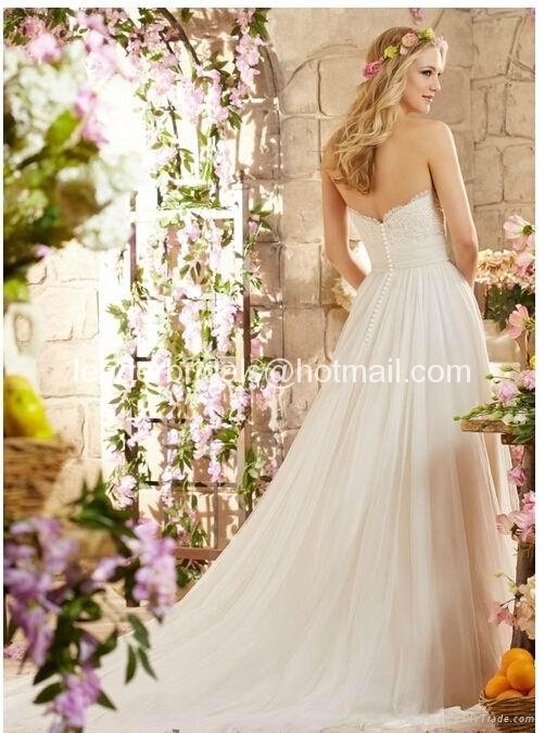Lace Chiffon Bridal Formal Gowns Long Beach Wedding Dress H256 3
