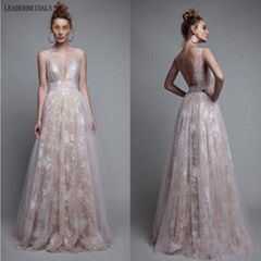 Sleeveless Lace Prom Dress Custom A-line Party Evening Dresses C160