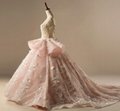 Pink Wedding Ball Gown Tulle Beaded Sheer 3D Flower Bridal Wedding Gowns WH8 3