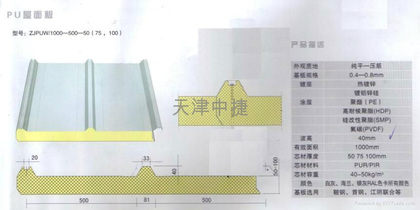 A級防火岩棉夾芯聚氨酯封邊彩鋼板 3