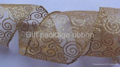 gold organza with glitters printing,