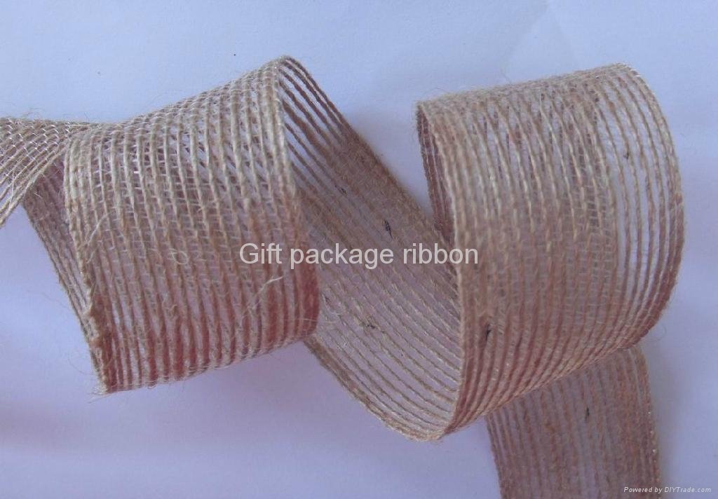 natural jute ribbon   or  jute ribbon with  sewing wire edge