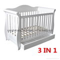 3 in 1 Wooden Deluxe Baby Sleigh Cot