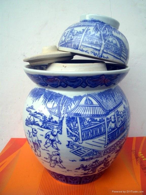 供应加工陶瓷中国红泡菜坛 2