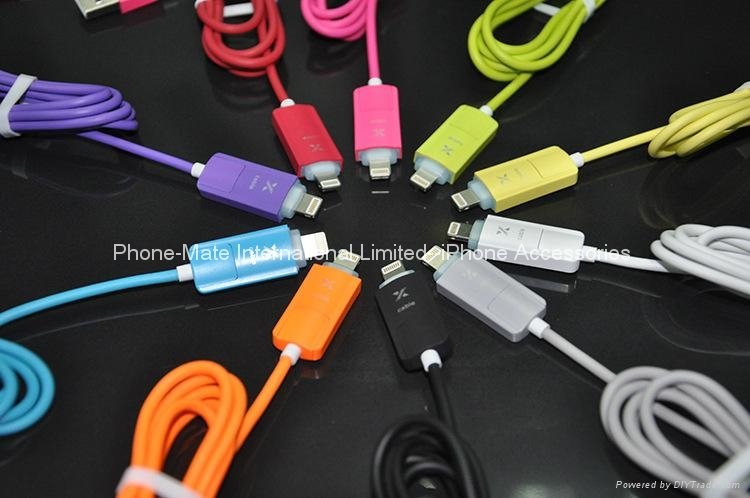 2IN1 colorful USB sync and charging cable 