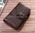 Printed Leather Zip-around wallet Passport holder 0256-393 in Light-coffee