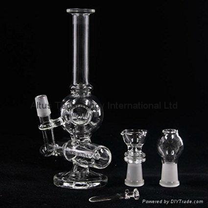  Glass bongs 14.5mm Two Function Pipe 8 inch Mini Oil rig Inline to Donut 