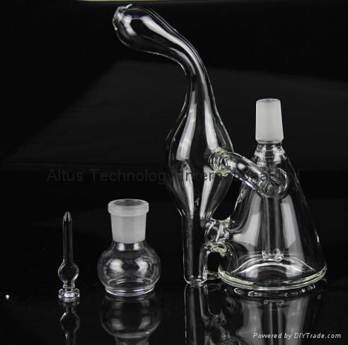 Hand blown small bong mini water pipe pocket recycler glass bong 14.4mm nail 2