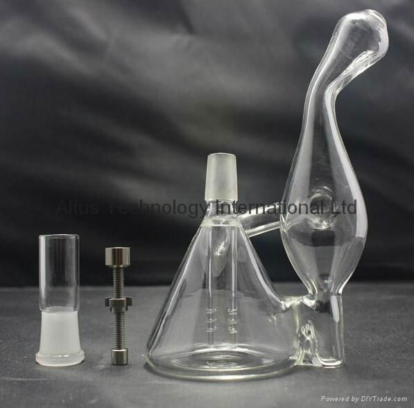 Hand blown small bong mini water pipe pocket recycler glass bong 14.4mm nail 4