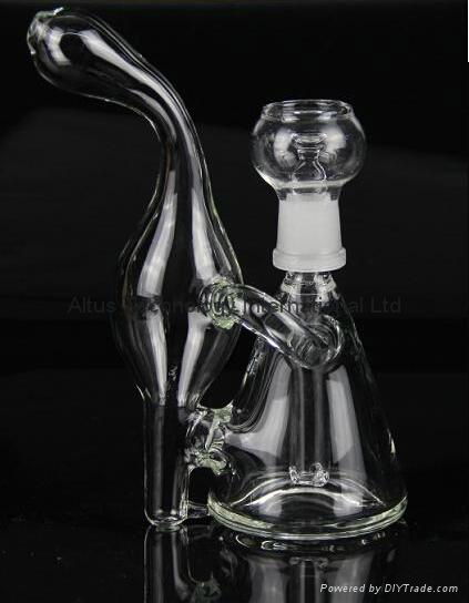 Hand blown small bong mini water pipe pocket recycler glass bong 14.4mm nail 5