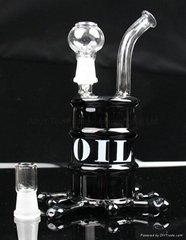 Barrel Oil Drum Glass Bongs Rig Recycler Interface: 14.4mm 